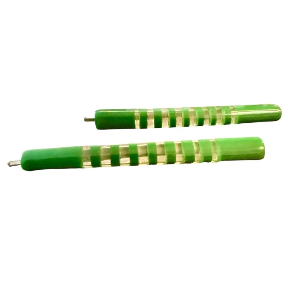 1970’s Green‎ and Clear Striped Bobby Pins Barrettes, 2.5” Long, Deadstock